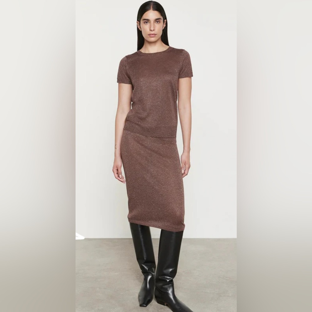 Enza costa lame knitted skirt (champagne)